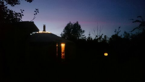 yurt, dusk, glamping, wales